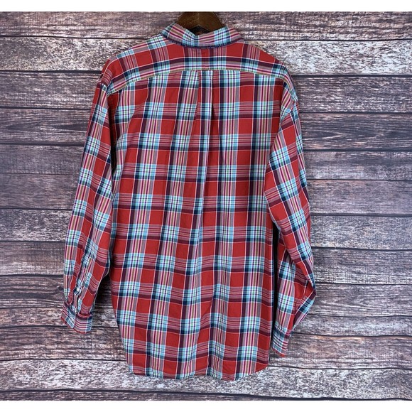 Ralph Lauren Men Blake Red Multicolor Plaid Button Shirt Pony Long Sleeve Large - Picture 2 of 9